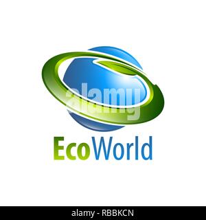 Eco World Globe Kreis leaf logo Konzept Design vorlage Idee Stock Vektor