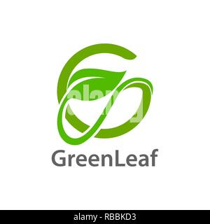 Grünes Blatt Anfangsbuchstabe G logo Konzept Design vorlage Idee Stock Vektor