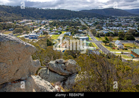 Blick über die Stadt von Bicheno an der Ostküste Tasmaniens Küste Stockfoto