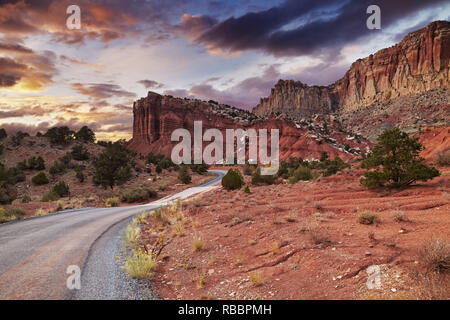 Sonnenuntergang in der Wüste von Utah, Capitol Reef National Park, USA Stockfoto