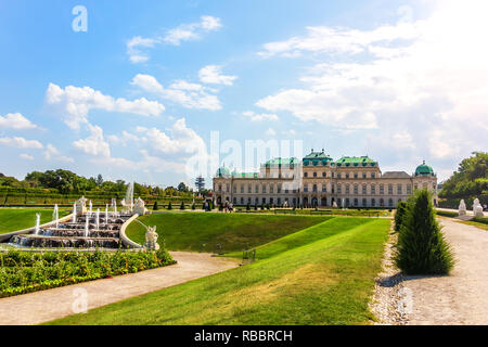 Das Schloss Belvedere in Wien, schönen Sommer Blick Stockfoto