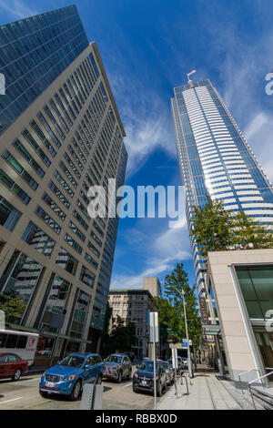 SEATTLE, WA, USA - 21. Juli: Union Square in der Innenstadt von Seattle am Juli 24, 2018 in Seattle, Washington. Stockfoto