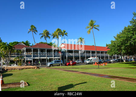 Historische Lahaina, Maui, der ersten Hauptstadt der hawaiischen Inseln und ehemalige Walfängerstadt. Stockfoto