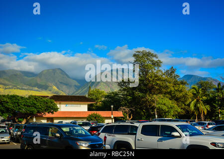 Historische Lahaina, Maui, der ersten Hauptstadt der hawaiischen Inseln und ehemalige Walfängerstadt. Stockfoto