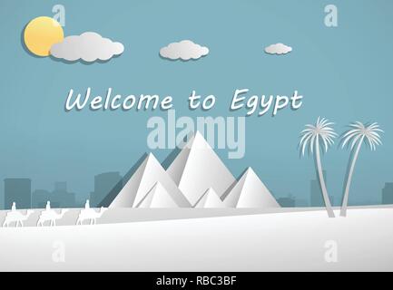 Papercut der Pyramide in Ägypten, vector art design Stock Vektor