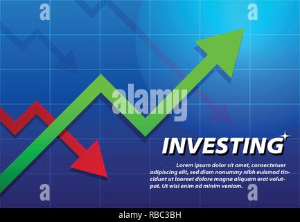 Trendanalyse Pfeil hoch, Investieren, Hintergrund, Vektor Kunst Stock Vektor