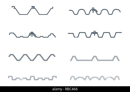 Abschnitt der Dachfläche Icon Set, Vector Illustration Stock Vektor