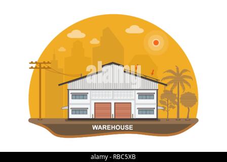Lager mit Solarzellen auf dem Dach Vector Illustration Stock Vektor