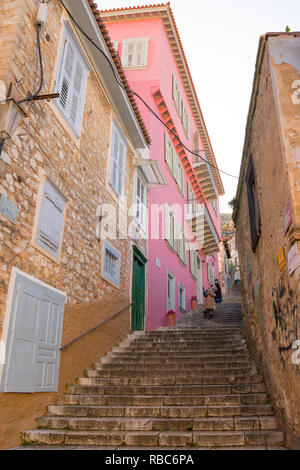 Nafplio, Griechenland. Blue Ski Landschaften, Ruinen, wild lebende Tiere am und in der Nähe der Arvanitias und Festung Palamidi im Dezember 2018 Stockfoto