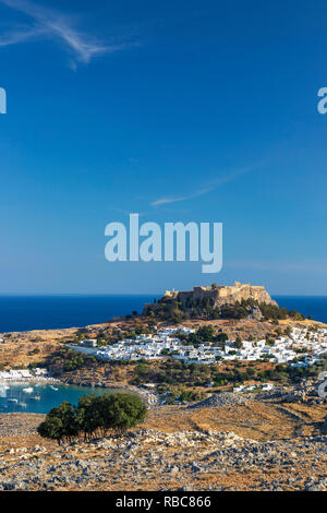 Griechenland, Rhodos, Lindos Akropolis Stockfoto