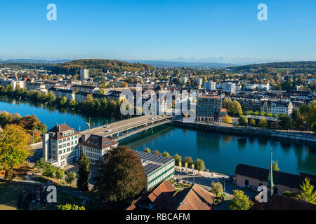 Blick vom Turm von St. Ursen Kathedrale in Solothurn, Schweiz Stockfoto