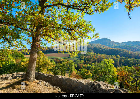 Blick vom Schloss ruine Dorneck, Dornach, Solothurn, Schweiz Stockfoto