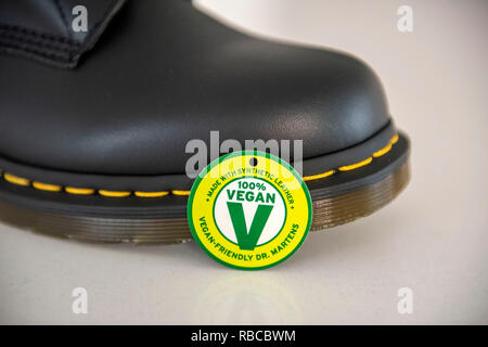 Vegan freundlich Dr Martens Stiefel. Stockfoto