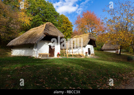 Casa pincesor (Zeile der Weinkeller in der Cak) Open-air Museum, Cak, Ungarn. Stockfoto