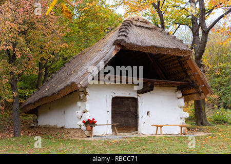 Casa pincesor (Zeile der Weinkeller in der Cak) Open-air Museum, Cak, Ungarn. Stockfoto