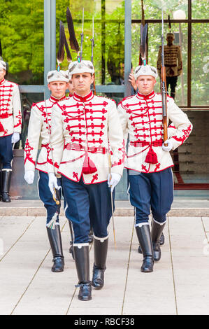 Sofia, Bulgarien - 17. Juni 2013: Die Wachen zu ändern. National Guards Einheit ist rein zeremonielle, wie es um die Sicherheit des Präsidenten von Bulgarien, Mitglieder von Stockfoto