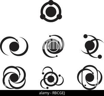 Satz von vereinfachten atom Symbole. Minimalistisches und modernes Konzept Stock Vektor