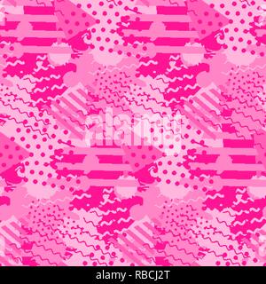 Abstract Pink Fliese Muster mit flüssigen Formen und geometrischen Formen Dreieck Stock Vektor