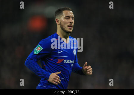 8. Januar 2019, Wembley, London, England; Carabao EFL Cup, Halbfinale, Tottenham vs Chelsea; Eden Hazard (10) von Chelsea während des Spiels Credit: Mark Cosgrove/News Bilder der Englischen Football League Bilder unterliegen DataCo Lizenz Stockfoto