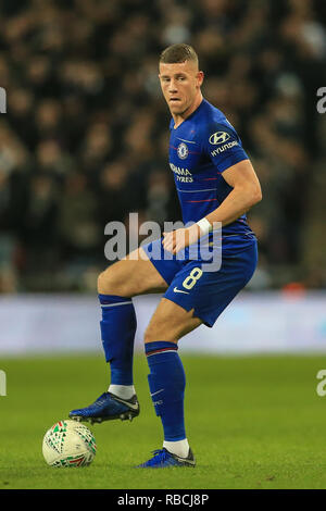 8. Januar 2019, Wembley, London, England; Carabao EFL Cup, Halbfinale, Tottenham vs Chelsea; Ross Barkley (08) von Chelsea während des Spiels Credit: Mark Cosgrove/News Bilder der Englischen Football League Bilder unterliegen DataCo Lizenz Stockfoto