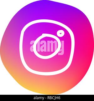 Hand gezeichneten weißen Symbol Kamera als Symbol der Moderne Social Media Network Stock Vektor