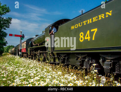 Southern 847 Rückfahrscheinwerfer in Sheffield Park Station Stockfoto