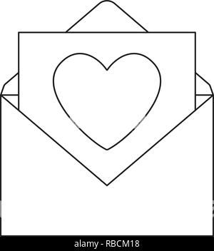 Line Art Schwarz und Weiß offene Liebe Nachricht Stock Vektor