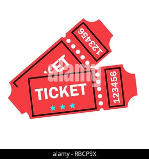 Tickets Vektor. Nahaufnahme, Ansicht von oben. Party, Film, Festival Eintrag. Isolierte flache Cartoon Illustration Stock Vektor