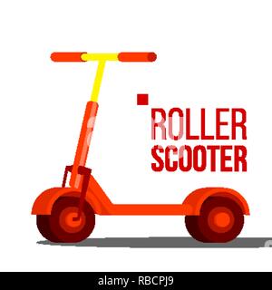 Roller Roller Vektor. Balance Bike, Eco Transport. Kick Push Roller. Isolierte flache Cartoon Illustration Stock Vektor