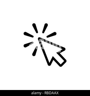 Klicken Sie auf Symbol Leitung im flachen Stil. Klicken Sie auf "Symbol" Stock Vektor