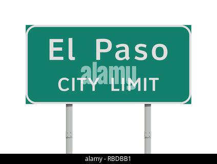 Vector Illustration der El Paso City Limit Green Road Sign Stock Vektor