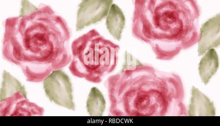 Aquarell Rosen mit goldenen glitter Vector Hintergrund. Einladungskarte, Hochzeit, zarte Postkarte, Frauen Tag Grußkarte. Schöne Stock Vektor