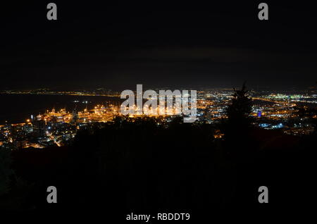 Die Bucht von Haifa und den Hafen von Mount Carmel gesehen Stockfoto