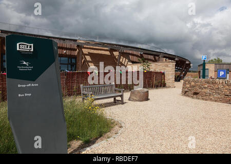 Eingang des Einstiegschwellers nationalen Landschaft und Discovery Center, in der Nähe von Hexham, Northumberland, Nordengland. Stockfoto