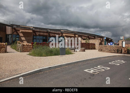 Eingang des Einstiegschwellers nationalen Landschaft und Discovery Center, in der Nähe von Hexham, Northumberland, Nordengland. Stockfoto