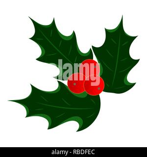 Holly Blätter Beeren Symbol Stock Vektor