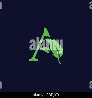 Schreiben ein Blatt Natur, Eco Green logo template Vector Illustration Stock Vektor