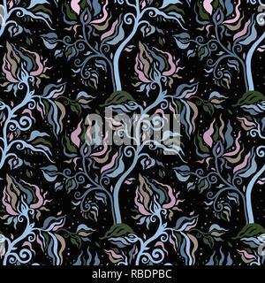 Paisley Hintergrund. Vintage nahtlose Muster mit Hand gezeichnet Abstrakte Blumen. Stock Vektor