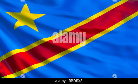 Demokratische Republik Kongo Flagge. Wehende Flagge der Demokratischen Republik Kongo 3d-Abbildung. Kinshasa Stockfoto