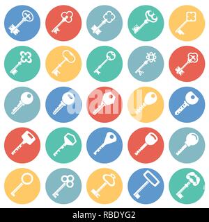 Tasten Symbole auf Farbe Kreise Hintergrund für Grafik- und Webdesign, modernen einfachen Vektor unterzeichnen. Internet Konzept. Trendy Symbol für Web site Design web-Taste oder mobile App. Stock Vektor