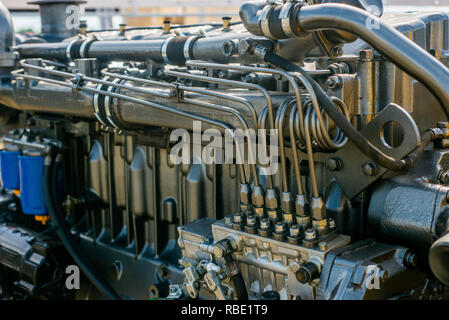 Metall Pumpe, Motor, Teile für landwirtschaftliche Maschinen. Stockfoto