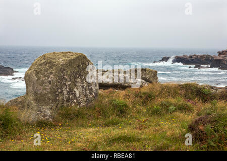 Der Eingang zum Porth Hellick, St. Mary's, Isles of Scilly, UK während einer Gale Stockfoto