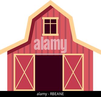 Rot Holz- Farm Barn in flachen Stil. Landwirtschaftliche Gebäude für Vieh oder Ausrüstung. Vector Illustration Stock Vektor