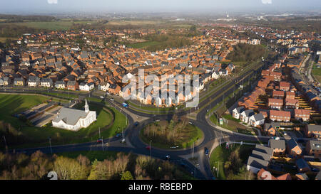 Luftaufnahme der Neubau auf der grünen Gürtel Land an Lawley in Telford Shropshire 2019 Stockfoto