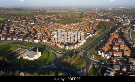 Luftaufnahme der Neubau auf der grünen Gürtel Land an Lawley in Telford Shropshire 2019 Stockfoto