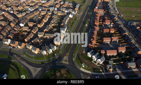 Luftaufnahme der Neubau auf der grünen Gürtel Land an Lawley in Telford Shropshire 2019 Stockfoto