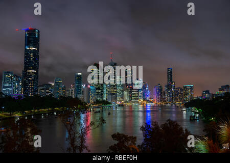Blick auf Brisbane City von Kangaroo Point, Brisbane Australien Stockfoto