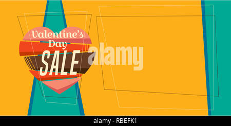 Valentinstag vintage Verkauf Banner. Horizontale Komposition geometrischer Form, alter Farben und kopieren Sie Platz für Text. Vector Illustration. Stockfoto
