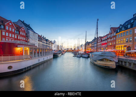 Panorama Ansicht von Nyhavn in Kopenhagen, Dänemark.