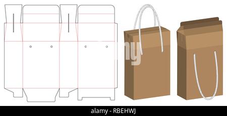 Paper bag Verpackung gestanzte und 3d-Tasche mockup Stock Vektor